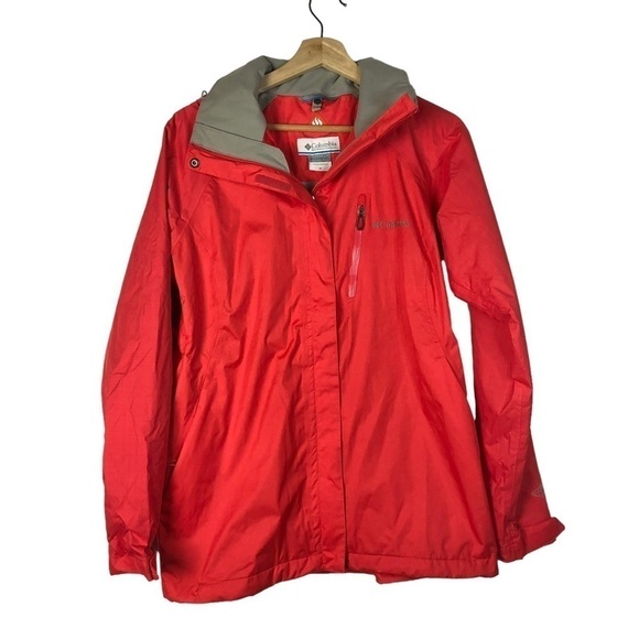 Columbia Omni-Heat Interchange Coral Red Full Zip Waterproof Rain Ski Jacket M - Picture 1 of 5